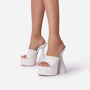 EGO UK WHITE PLATFORM MULE HEELS